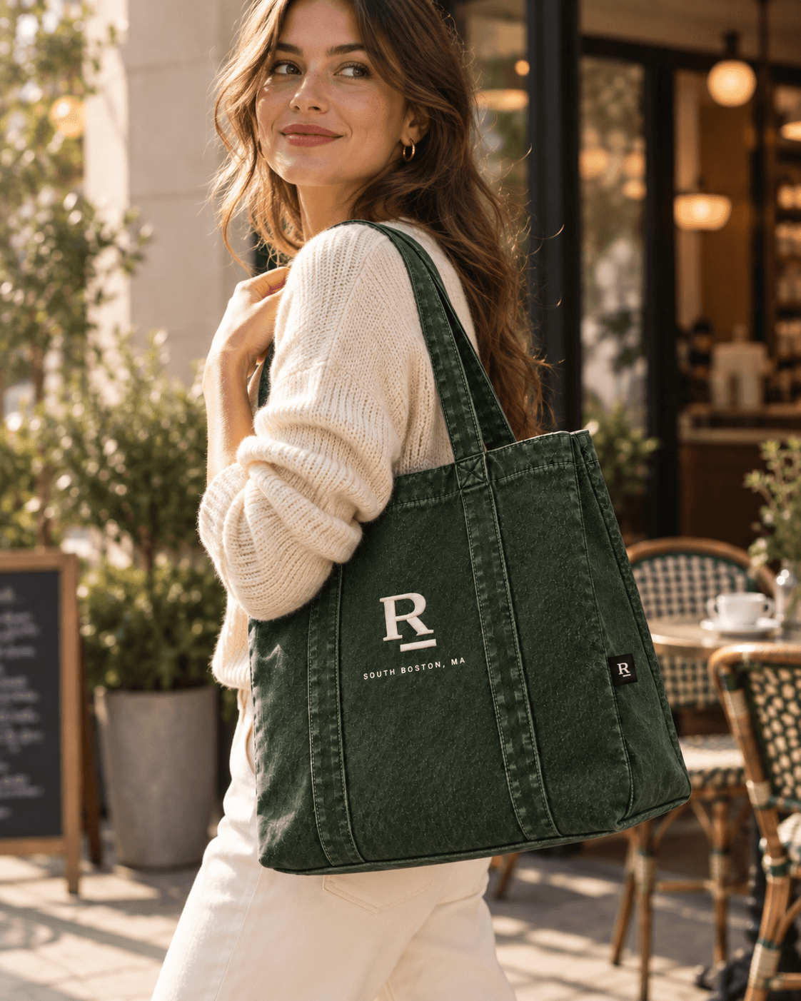 The Tote worn on a South Boston coffee run